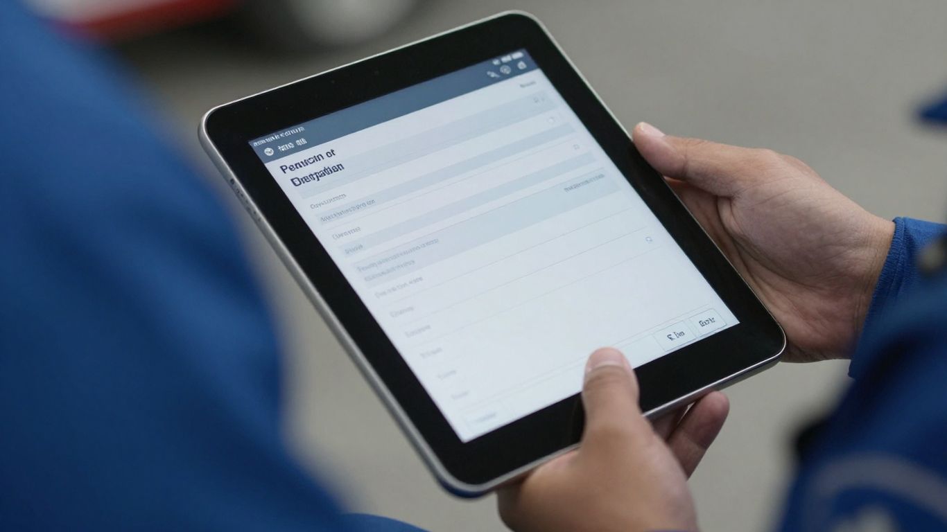 Paramedic using a tablet for ePCR.