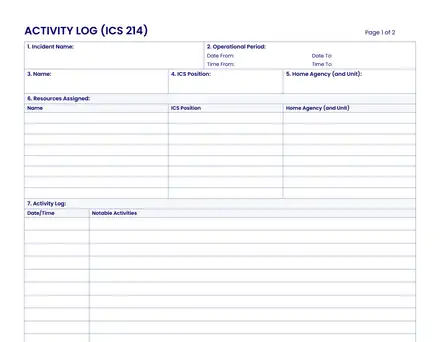 Free ICS 214 Activity Log Template (Fillable PDF)